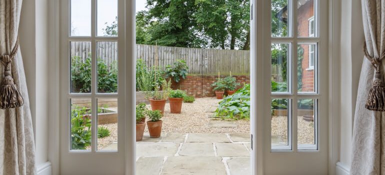 Patio doors leading to garden