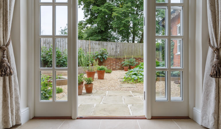 Patio doors leading to garden